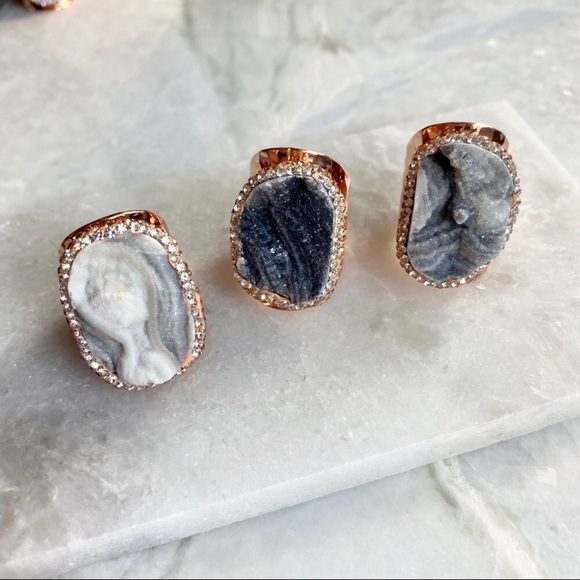 ❗️LAST❗️Rose Gold Druzy Boho Pave Ring - Picture 7 of 8